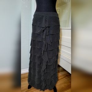 Maxi ruffle polka-dot skirt